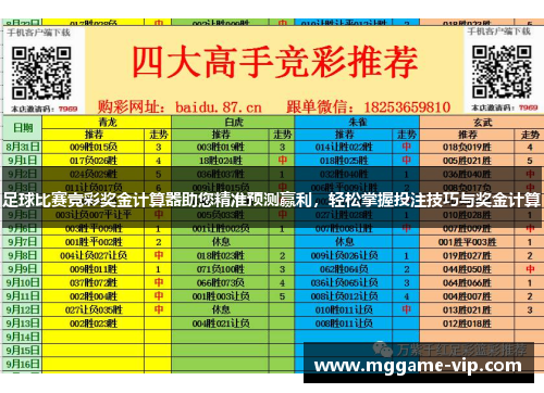 足球比赛竞彩奖金计算器助您精准预测赢利，轻松掌握投注技巧与奖金计算